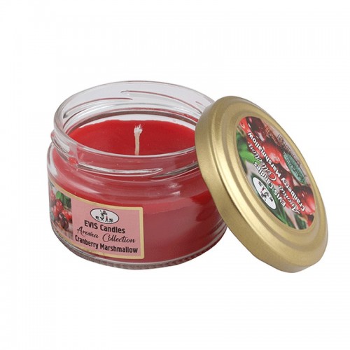 Свеча ароматическая в банке Клюква в зефире (Cranberry Marshmallow) 8 см красная
