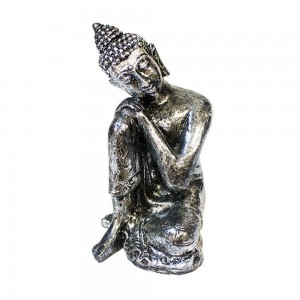 Будда Медитация 11х18 см античное серебро полистоун