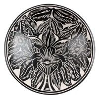 Тарелка декоративная Гибискус 28 см черная с белым терракота