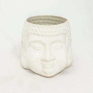 Кашпо Ваза Голова Будды 12 см белая керамика