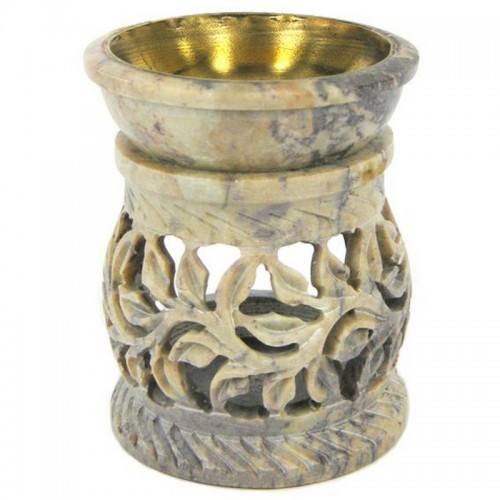Аромалампа резная 8см чаша с бронзовой вставкой камень