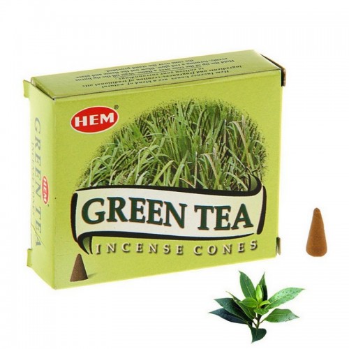Благовония "HEM Green Tea" (Зелёный чай), 10 конусов