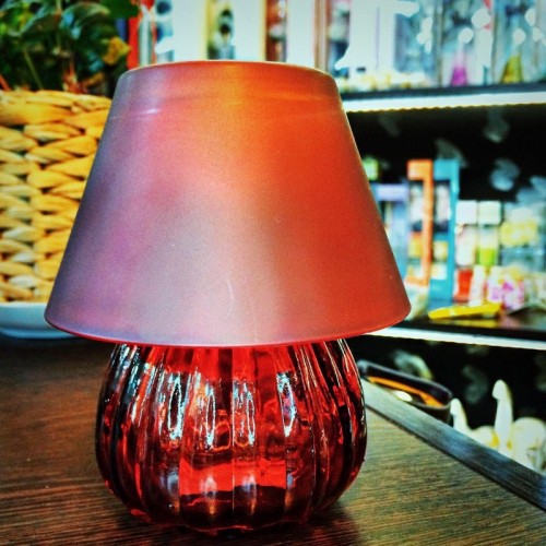 Подсвечник Лампа Тет-а-тет со свечой 12 см красный стекло