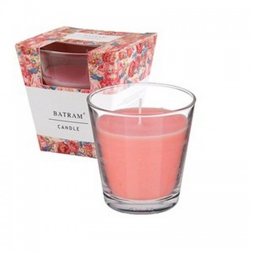 Свеча ароматическая в стакане Цветочный аромат 7 см розовая парафин стекло фитиль