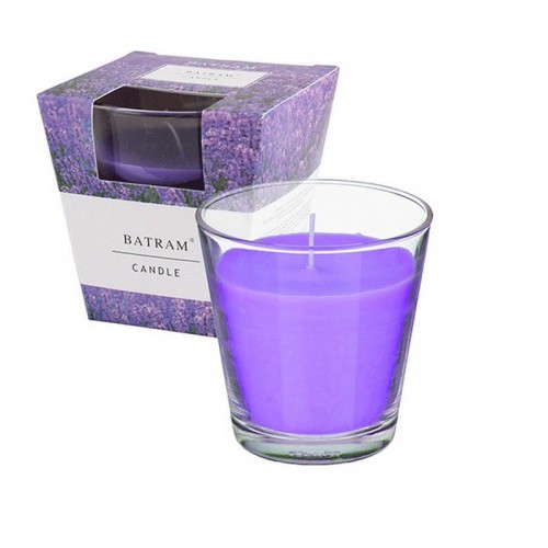 Свеча в стакане аромат Лаванды 6 см фиолетовая парафин стекло фитиль