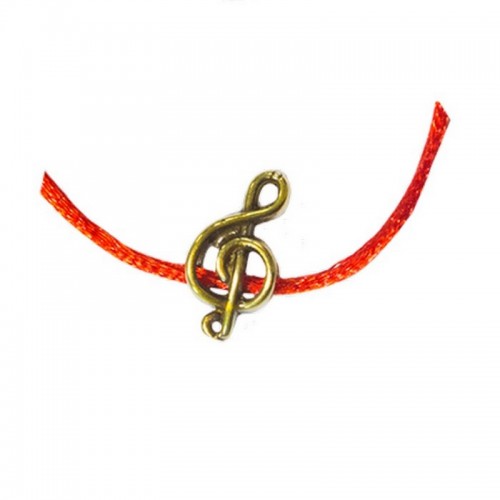 Браслет талисман Красная нить с шармом Скрипичный Ключ 36 см
