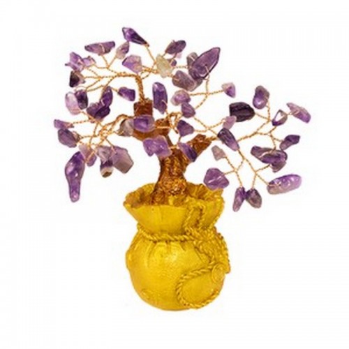 Дерево Аметист фиолетовый 15 см в мешке золото натруальный камень