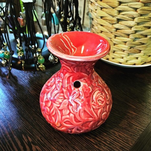 Аромалампа Вазочка 10 см красная керамика
