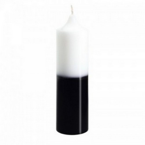 Свеча колонна 14 см белая с черным Очищение