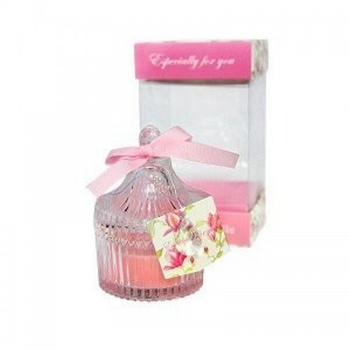 Свеча ароматическая в вазочке 12 см Роза розовая в подарочной упаковке