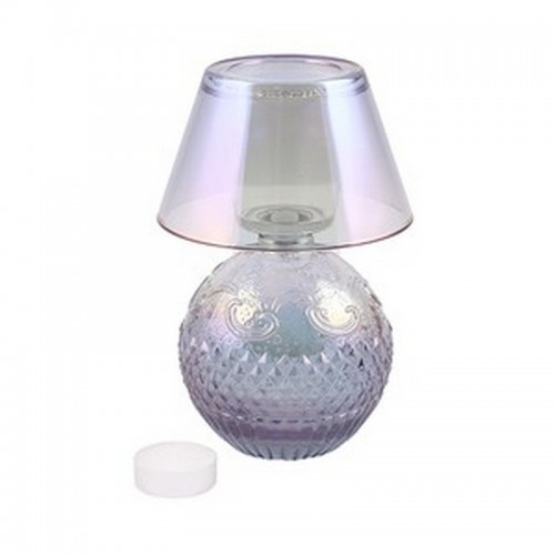 Подсвечник Лампа Тет-а-тет со свечой 18 см фиолетовый голографик стекло