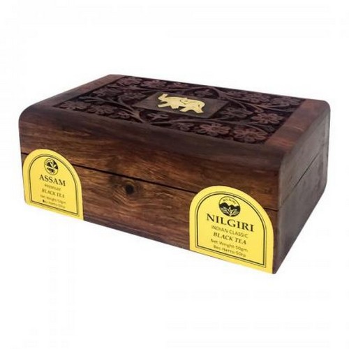 Чай Ассам и Нилгири черный в деревянной коробке Bharat Bazaar 100г