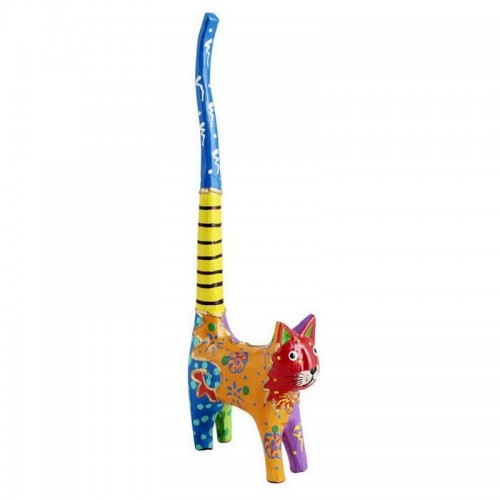 Кошка Хвост трубой 30 см разноцветная роспись дерево албезия