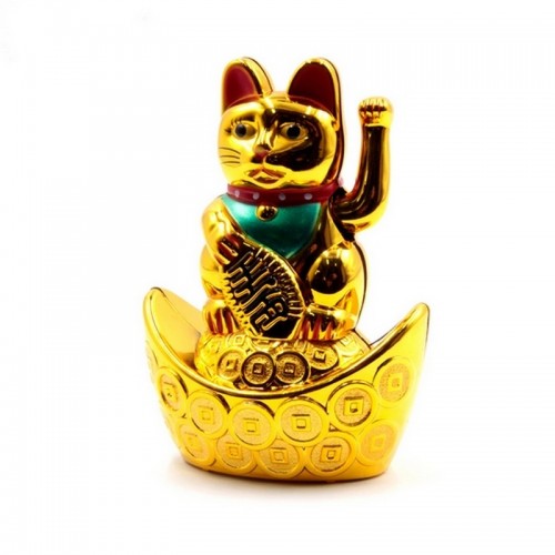Манеки Неко кошка золотая h-9см симвл финансового благополучия Китай
