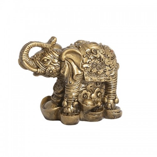 Слон хобот вверх на монетах и слитках 9х6,5 см под бронзу полистоун