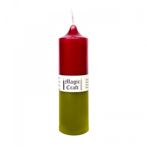 Свеча колонна 14 см красная с зеленым Желай только меня