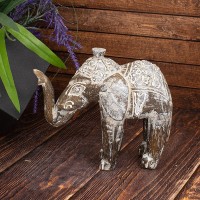 Слон индийский 18х15 см резьба черно-коричневый с серебром