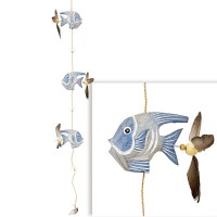 Воздушный аквариум Рыбки 95 см острый плавник серо-голубой дерево албезия