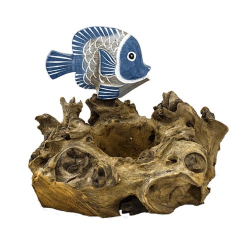 Вазочка декоративная Рыбка на коралле 20 см форма и размер в ассортименте дерево албезия тиковое дер