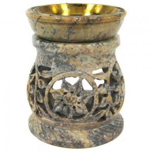 Аромалампа 9,5см, камень, чаша с бронзовой вставкой