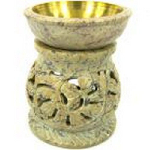 Аромалампа камень 10см, чаша с бронзовой вставкой